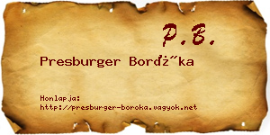 Presburger Boróka névjegykártya